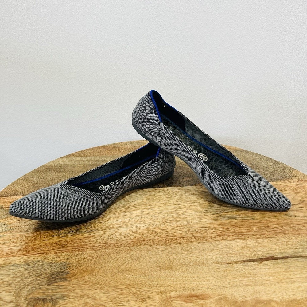 Rothys Grey Birdseye Ballet Pointed Toe Shoe Flat Women's Size 8